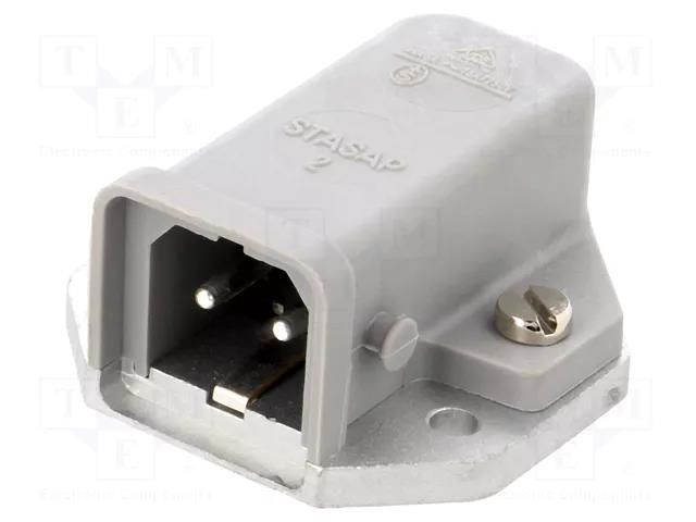 Connector: rectangular; ST; socket; male; PIN: 2; tinned; IP54; 16A HIRSCHMANN STASAP-2B