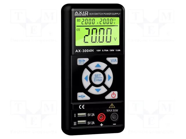 Power supply: laboratory; switching,single-channel; Uout: 30VDC AXIOMET AX-3004H