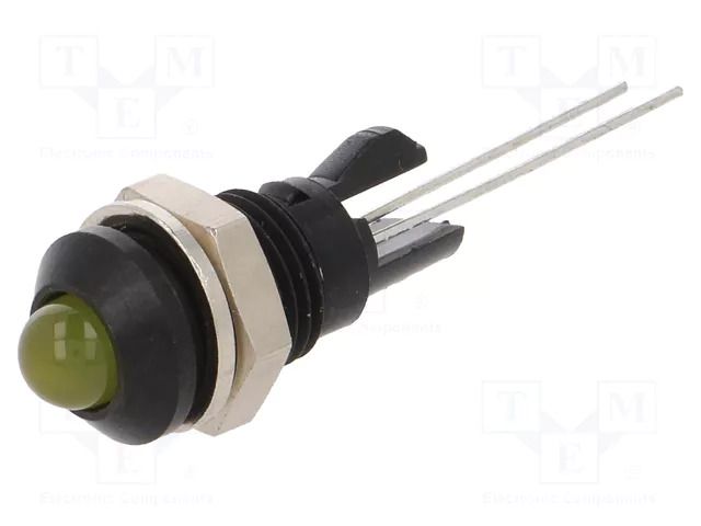 Indicator: LED; prominent; yellow; Ø8mm; for PCB; brass; ØLED: 5mm MENTOR 2665.8073