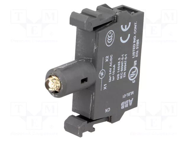 Illuminating unit; 22mm; Illumin: LED; front; 24VAC; yellow; 24VDC ABB MLBL-01Y