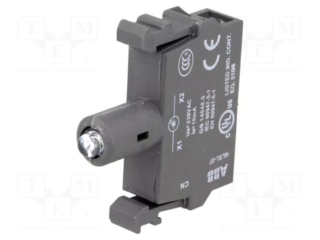 Illuminating unit; 22mm; Illumin: LED; front; 230VAC; blue; 8÷15mA ABB MLBL-07L