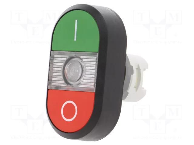 Switch: double; 22mm; Stabl.pos: 1; green/red; MLB-1; IP66; flat ABB MPD2-11C