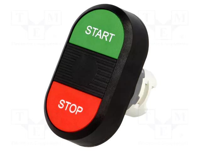 Switch: double; 22mm; Stabl.pos: 1; green/red; none; IP66; flat; MPD ABB MPD4-11B