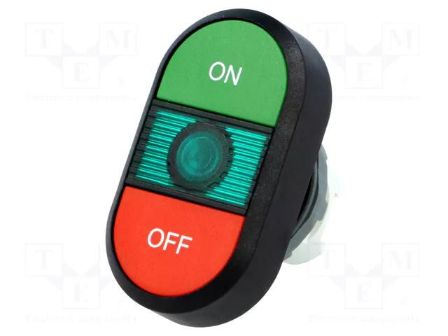 Switch: double; 22mm; Stabl.pos: 1; green/red; MLB-1; IP66; flat ABB MPD3-11G