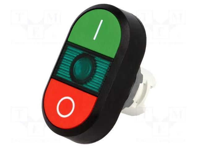 Switch: double; 22mm; Stabl.pos: 1; green/red; MLB-1; IP66; flat ABB MPD2-11G