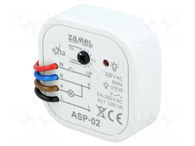 Staircase timer; in mounting box; 230VAC; SPST-NO; IP20; 5A ZAMEL ASP-02