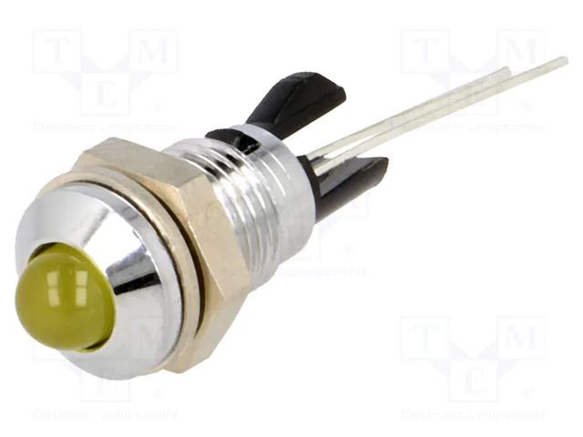 Indicator: LED; prominent; yellow; Ø8mm; for PCB; brass; ØLED: 5mm MENTOR 2665.8071