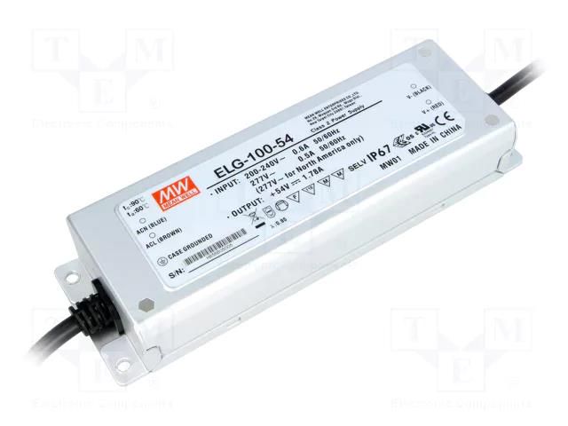 Power supply: switching; LED; 96.12W; 54VDC; 1.78A; 180÷295VAC MEAN WELL ELG-100-54