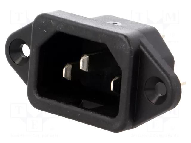 Connector: AC supply; socket; male; 10A; 250VAC; C14 (E),V-lock SCHURTER 6162.0158