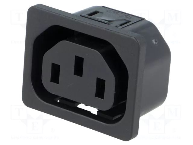 Connector: AC supply; socket; female; 10A; 250VAC; C13 (F),V-lock SCHURTER 6600.4115.21