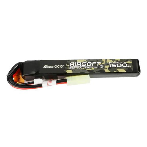 Gens ace 25C 1500mAh 2S1P 7.4V Airsoft Gun Lipo Battery with mini Tamiya Plug, Gens ace GEA15002S25T