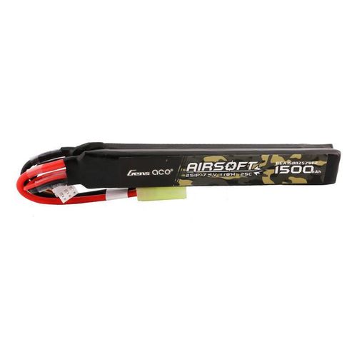 Gens ace 25C 1500mAh 2S1P 7.4V Nunchuck 2X Airsoft Gun Lipo Battery with mini Tamiya Plug, Gens ace GEA15002S25T2