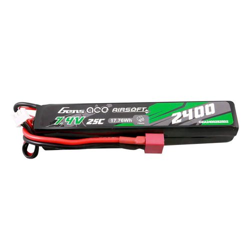 Gens ace 25C 2400mAh 2S2P 7.4V Saddle Airsoft Gun Lipo Battery with Mini Deans(T) Plug, Gens ace GEA24002S25D2