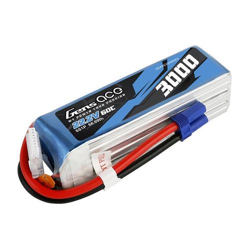 Gens ace 3000mAh 22.2V 60C 6S1P Lipo Battery Pack with EC5 plug, Gens ace GEA6S300060E5