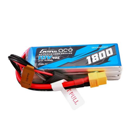 Gens ace G-Tech 1800mAh 11.1V 45C 3S1P Lipo Battery Pack with XT60 Plug, Gens ace GEA183S45X6GT