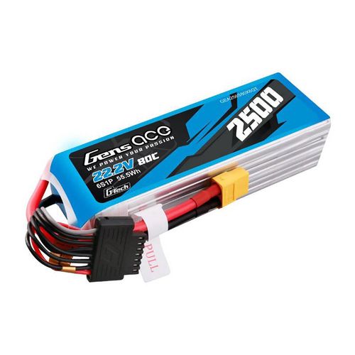 Gens ace G-Tech 2500mAh 22.2V 80C 6S1P Lipo Battery Pack with XT60 plug, Gens ace GEA256S80X6GT