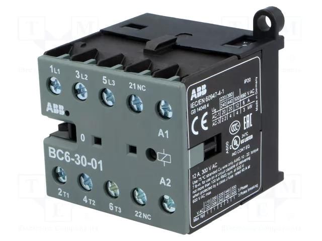 Contactor: 3-pole; NO x3; Auxiliary contacts: NC; 110÷125VDC; 6A ABB BC6-30-01-04