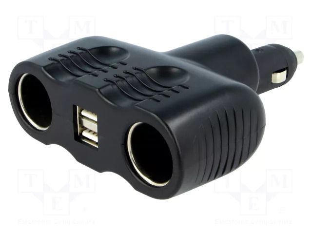 Cigarette lighter splitter; Sup.volt: 7÷12VDC; Inom: 10A; black SCI A13-123