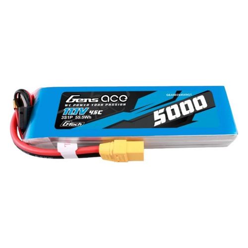 Gens ace G-Tech 5000mAh 11.1V 45C 3S1P lipo battery with XT90 Plug, Gens ace GEA503S45X9GT