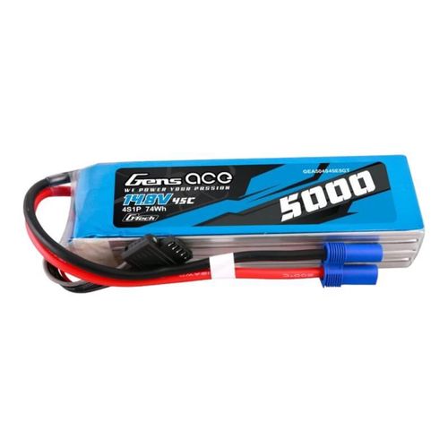 Gens ace G-Tech 5000mAh 14.8V 45C 4S1P Heli Lipo Battery with EC5 Plug, Gens ace GEA504S45E5GT