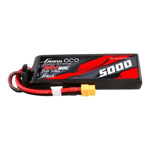 Gens ace G-Tech 5000mAh 7.4V 60C 2S1P Lipo PC material case with XT60 Plug, Gens ace GEA502S60X6GT