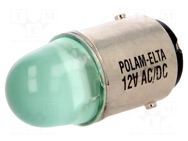 LED lamp; green; BA15D; 12VDC; 12VAC POLAM-ELTA LG-BA15D-12AC/DC