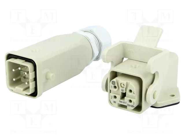 Connector: HDC; male + female; plug + socket,complete set; PIN: 5 HARTING 10200040004