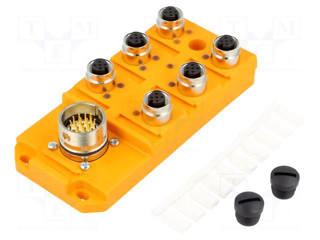 Distribution box; M12; PIN: 5; socket; 60VDC; 4A; ASBSV; IP67; IN: 6 LUMBERG AUTOMATION ASBSV6/LED5