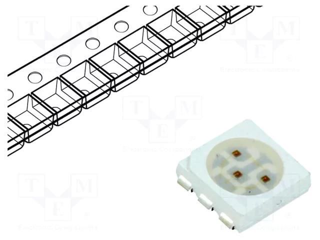 LED; red; SMD; 5060,PLCC6; 2180÷3000mcd; 1.8÷2.6VDC; 5x5x1.5mm OPTOSUPPLY OSR7CES4C1A