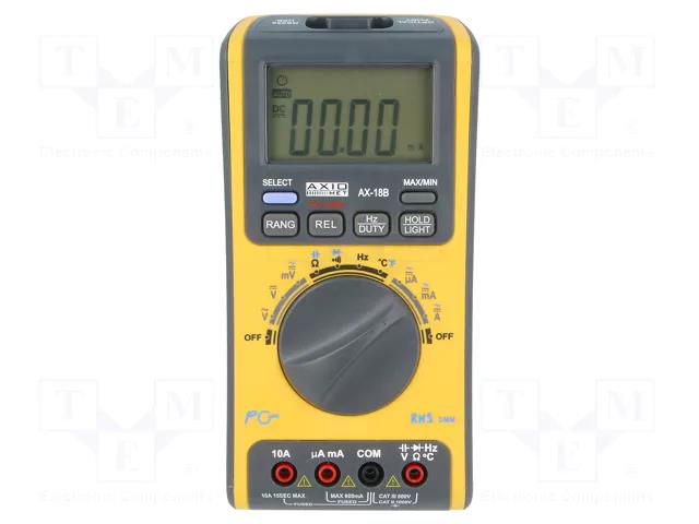Digital multimeter; USB; LCD; (6000); 3x/s; Temp: -55÷1000°C AXIOMET AX-18B