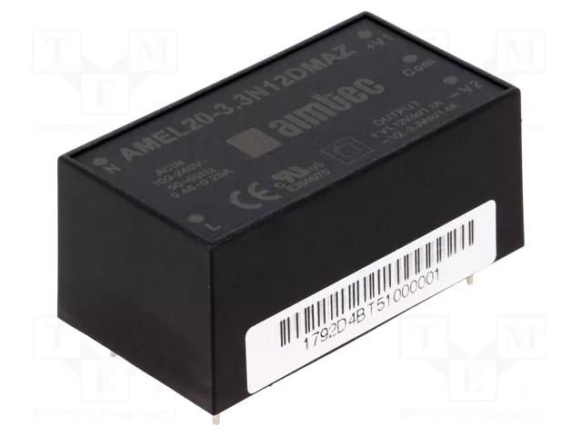 Converter: AC/DC; 18W; Uin: 90÷264VAC,130÷370VDC; Uout: -3.3VDC AIMTEC AMEL20-3.3N12DMAZ