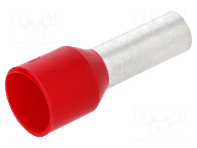 Tip: bootlace ferrule; insulated; copper; 10mm2; 12mm; tinned; red TE Connectivity 2-966067-4