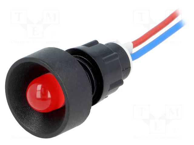 Indicator: LED; recessed; red; 12VDC; 12VAC; Ø13mm; IP40; cables POLAM-ELTA LR-D10-12AC/DC
