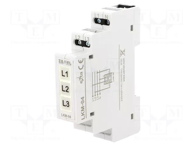 Module: voltage indicator; 3x230VAC; IP20; for DIN rail mounting ZAMEL LKM-04-40