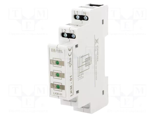 Module: voltage indicator; 3x400VAC; IP20; for DIN rail mounting ZAMEL LKM-01-20