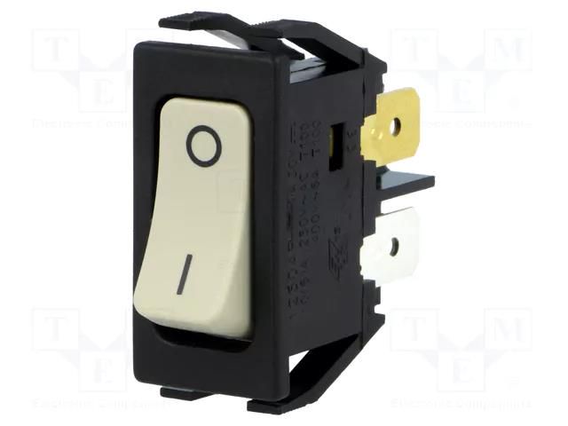 ROCKER; DPST; Pos: 2; ON-OFF; 10A/250VAC; white; none; 1250 BULGIN AE-C1250APAAB