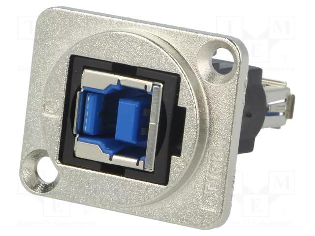 Coupler; USB A socket,USB B socket; FT; USB 3.0; metal; 19x24mm CLIFF CP30206NM