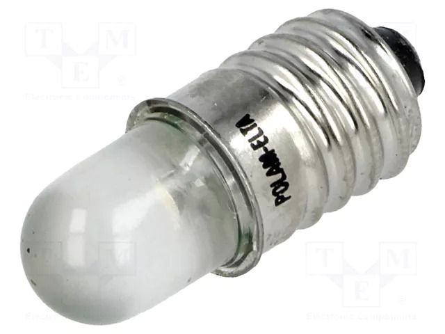 LED lamp; white; E10; 12VDC; 12VAC POLAM-ELTA LW-E10-12AC/DC