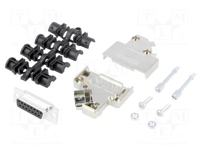 Connector: D-Sub; PIN: 15; plug; female; angled 45°; soldering MH CONNECTORS MHD45PK15-DB15SK