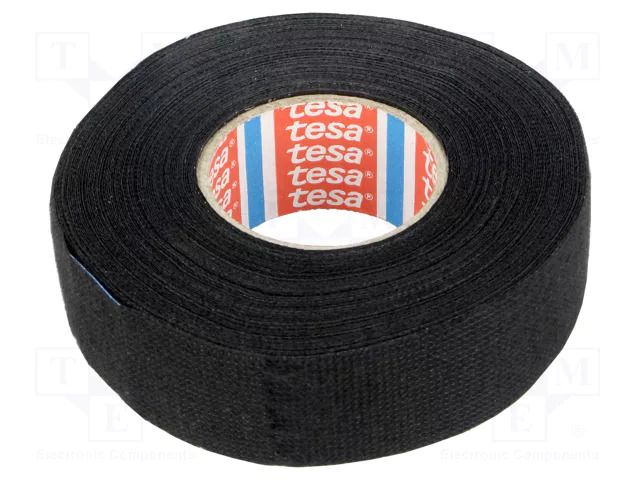 Tape: textile; W: 25mm; L: 15m; Thk: 0.3mm; Automotive; black; 105°C TESA TESA-51608-25/15