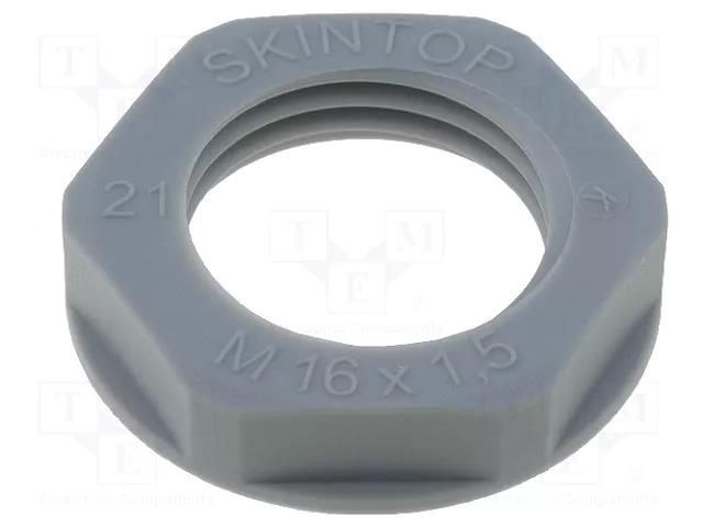 Nut; M16; polyamide; UL94V-2; 22mm; grey; -20÷100°C; Thread: metric LAPP SKINTOP-N16G