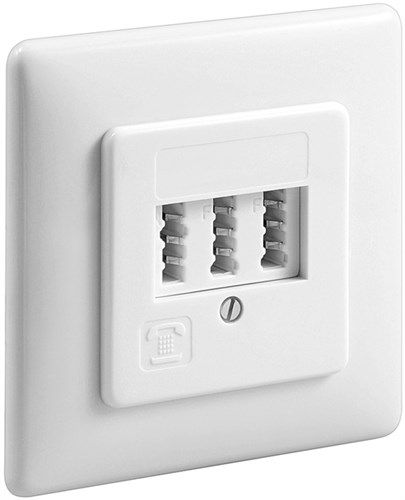 3x TAE-NFF Wall Plate, Flush Mount, white - with screw connection 43545