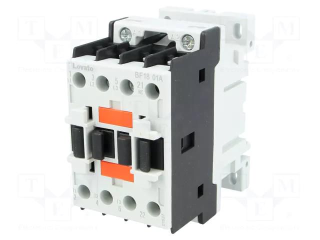 Contactor: 3-pole; NO x3; Auxiliary contacts: NC; 230VAC; 18A; BF LOVATO ELECTRIC BF1801A230