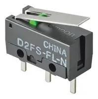 MICROSWITCH, SPST-NO, 0.1A, 6V, 0.25N D2FS-FL-N-T