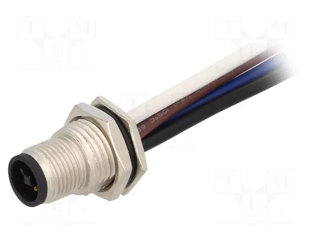 Connector: M12; socket; PIN: 4; male; T code-Power; cables; IP67 AMPHENOL LTW M12T-04PMMS-SF8B15