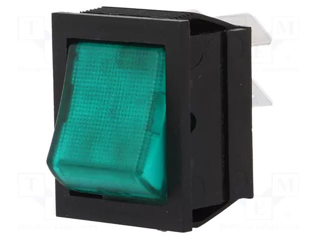 ROCKER; DPST; Pos: 2; ON-OFF; 16A/250VAC; green; neon lamp; 1350 BULGIN AE-C1353AANAC