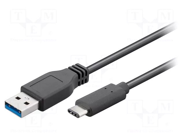 Cable; USB 3.0; USB A plug,USB C plug; 1m; black GOOBAY TCAB-254