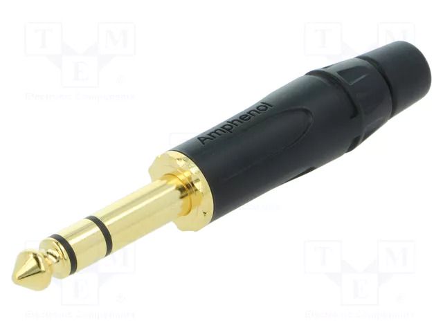Connector: Jack 6,3mm; plug; male; stereo; ways: 3; straight; black AMPHENOL ACPS-KB-AU
