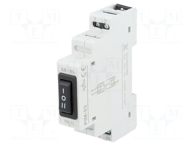 Module: pushbutton switch; Urated: 230VAC; Uoper.max: 250VAC; 10A ZAMEL PIM-03