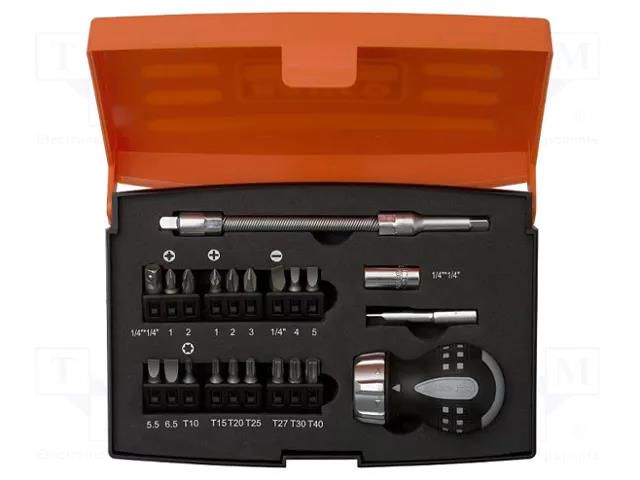 Kit: screwdrivers; Phillips,Pozidriv®,slot,Torx®; plastic box BAHCO SA.808050S-22